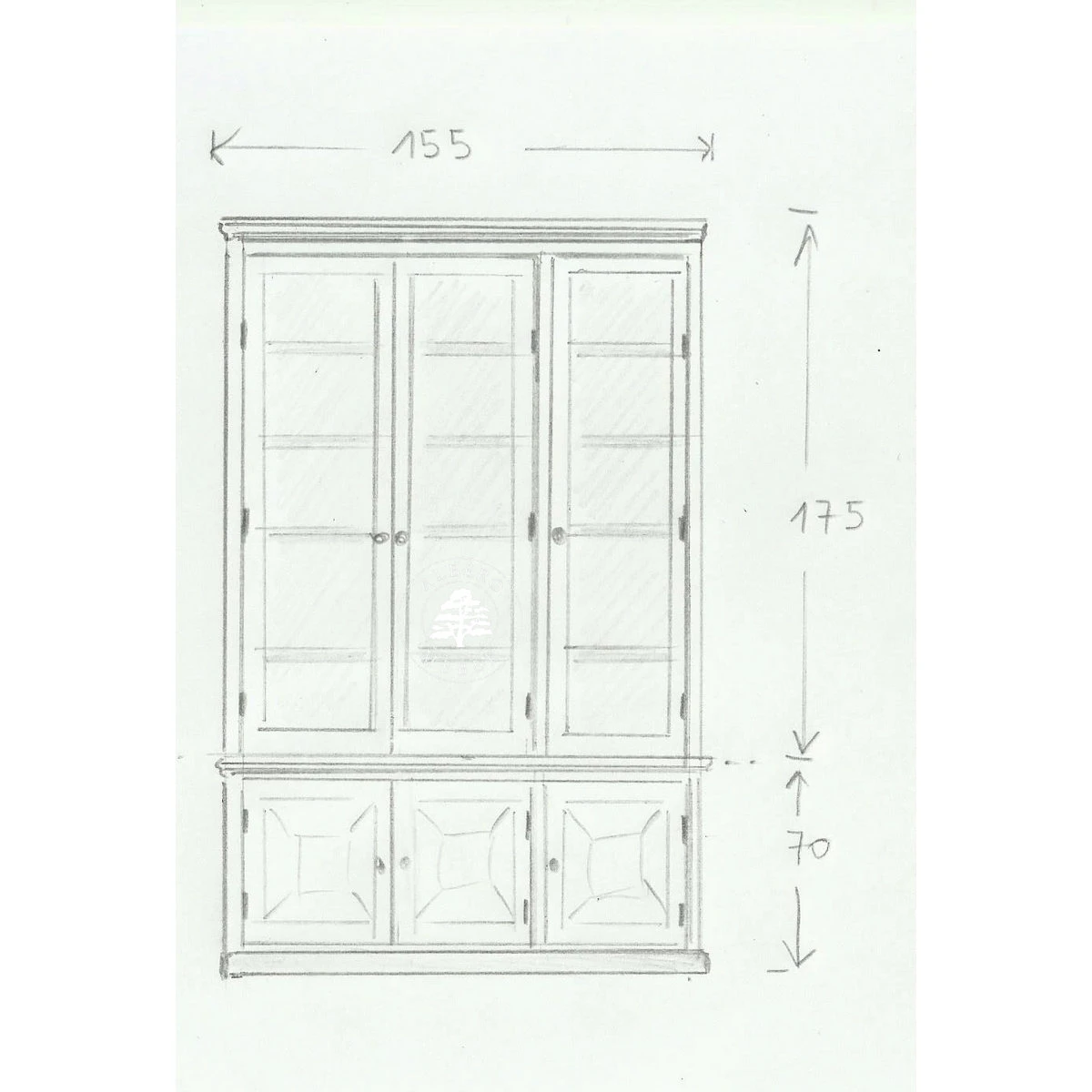 Przeszklona biblioteka z litego drewna do salonu