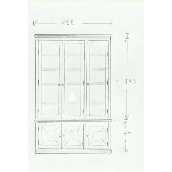 Przeszklona biblioteka z litego drewna do salonu