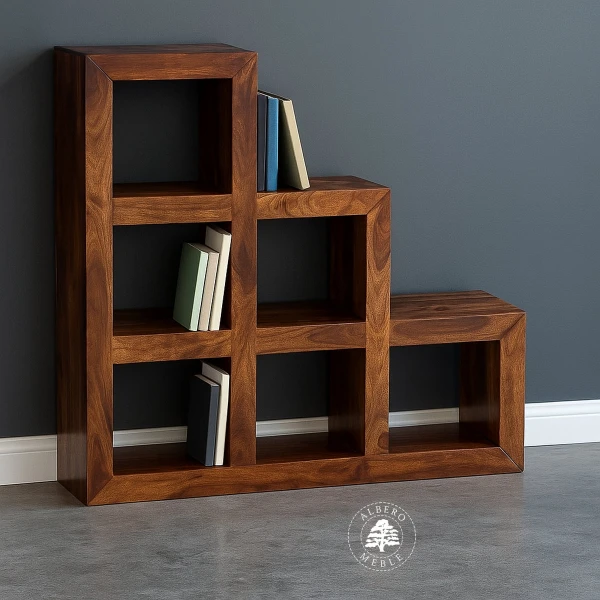 Regał schodkowy z litego drewna