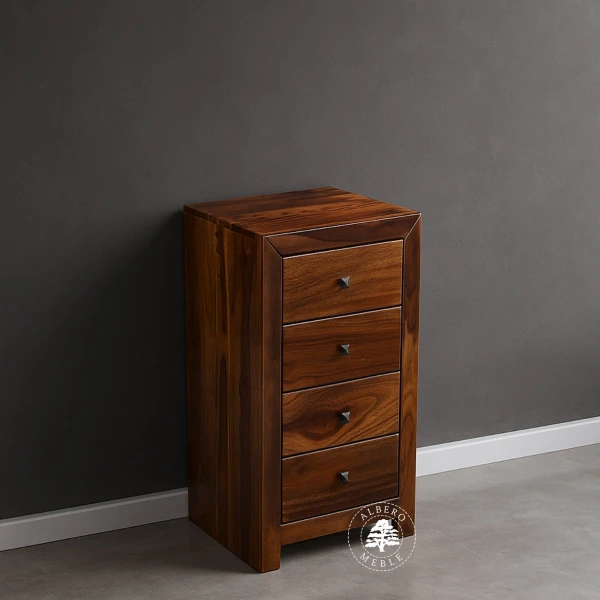 Wąska komoda drewniana z szufladami CUBE