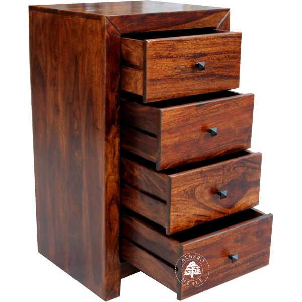 Wąska komoda drewniana z szufladami CUBE