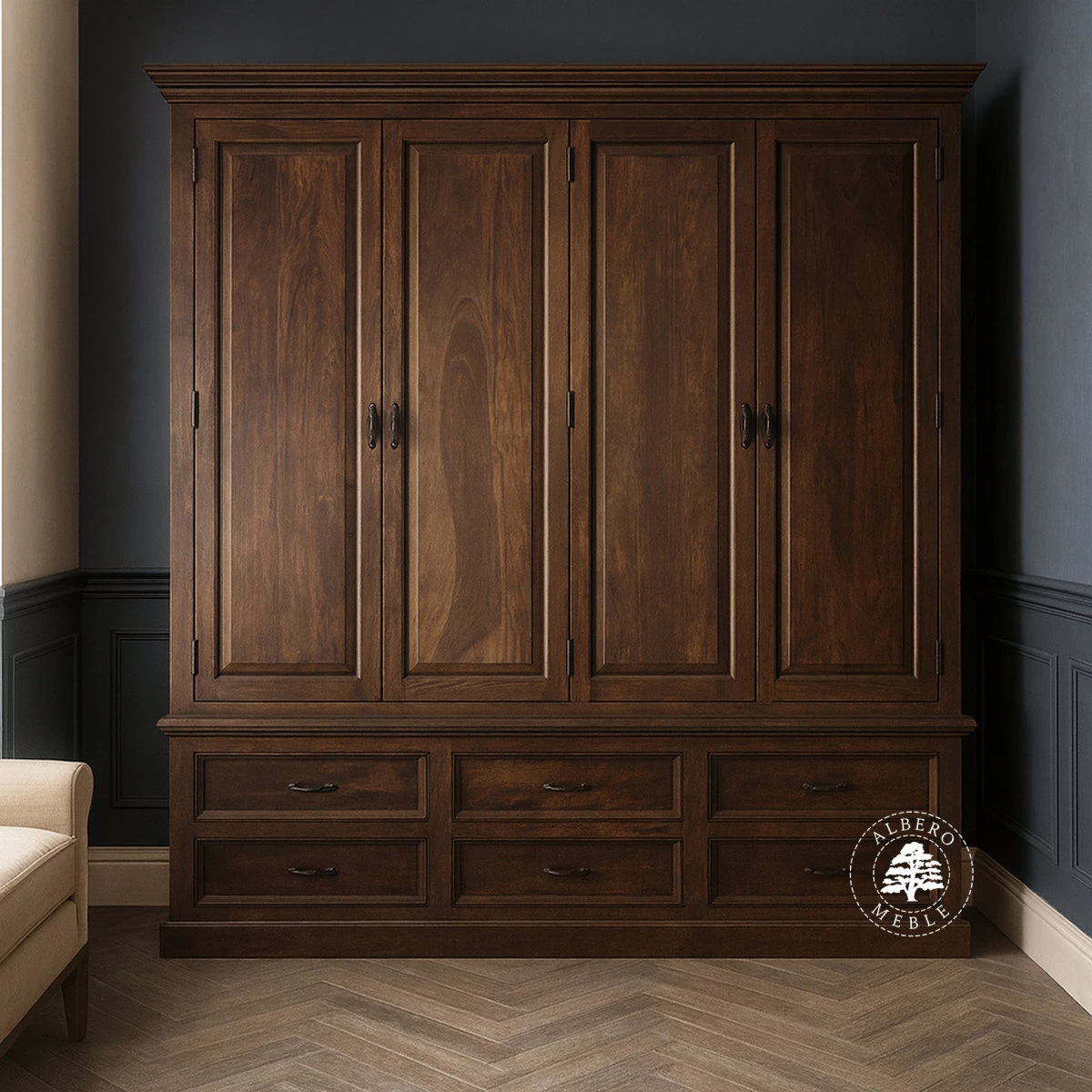Klasyczna Duża Drewniana Szafa na Zamówienie