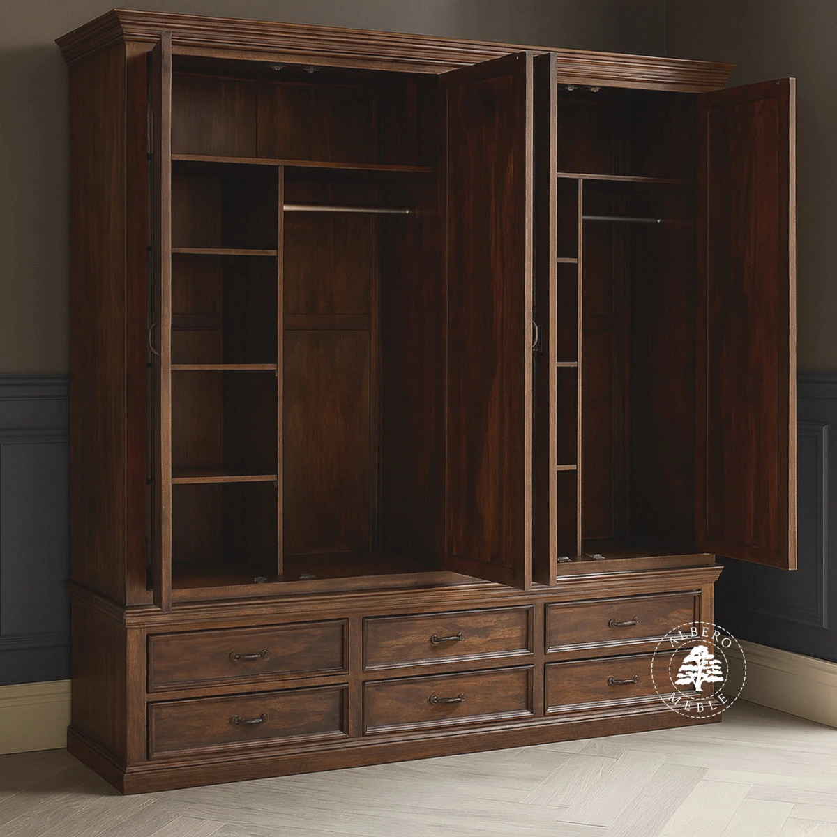 Klasyczna Duża Drewniana Szafa na Zamówienie