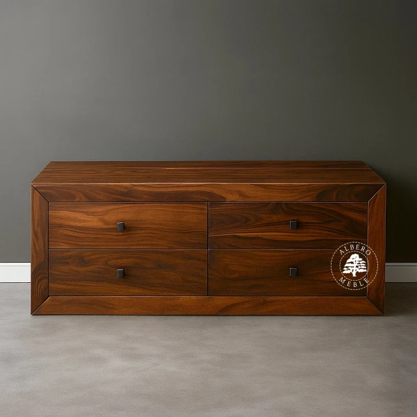 Niska komoda drewniana z szufladami