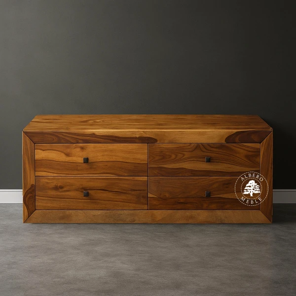 Niska komoda drewniana z szufladami