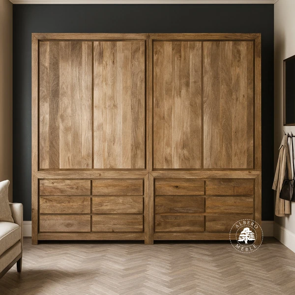 Duża Szafa z Litego Drewna Mango na Wymiar