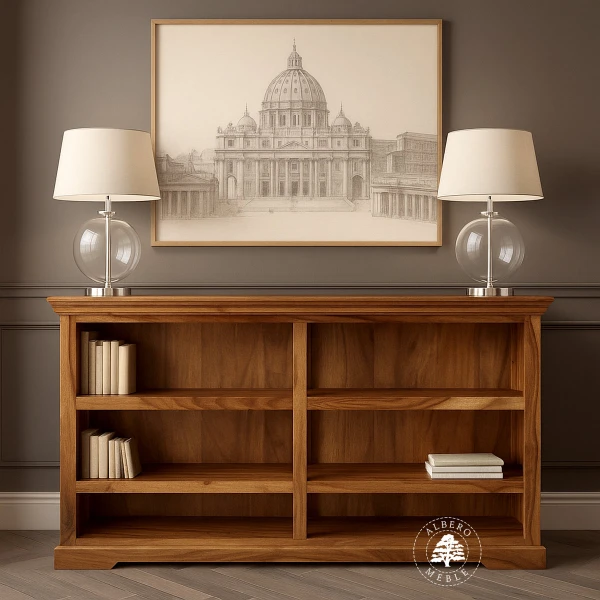 Niska biblioteczka drewniana