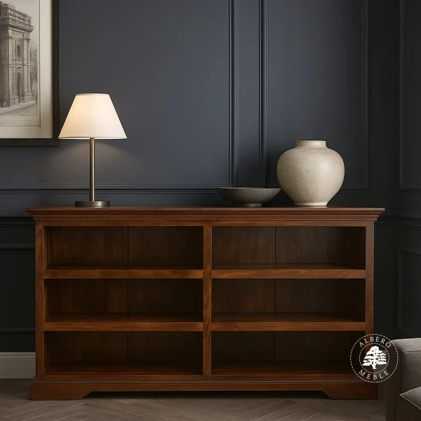 Niska biblioteczka drewniana