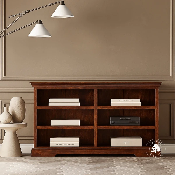 Niska biblioteczka drewniana