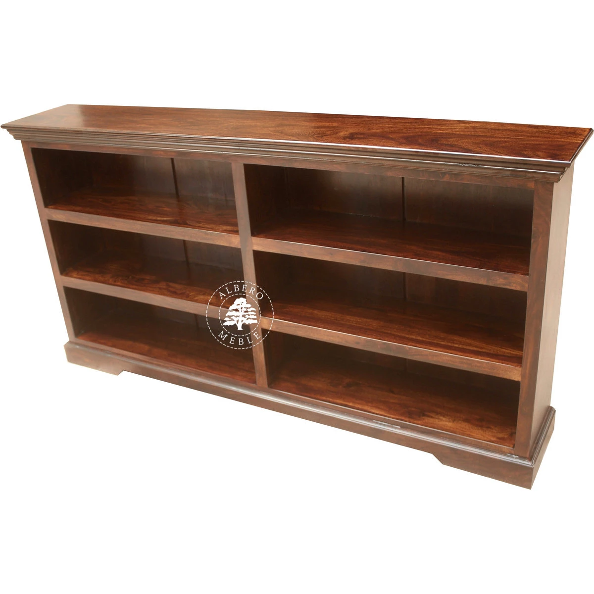 Niska biblioteczka drewniana