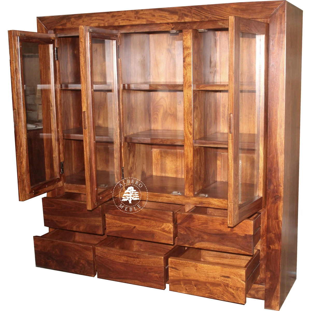 Nowoczesna Drewniana Witryna na Wymiar z Szufladami