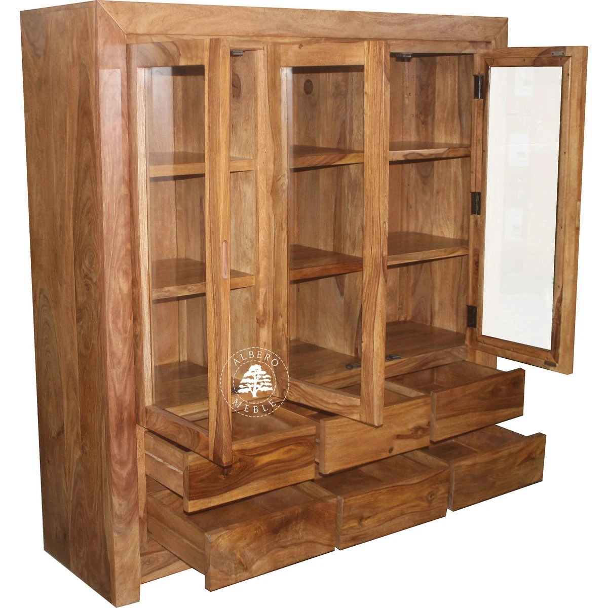 Nowoczesna Drewniana Witryna na Wymiar z Szufladami