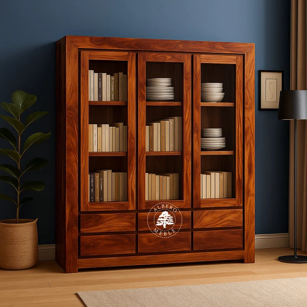 Nowoczesna Drewniana Witryna na Wymiar z Szufladami