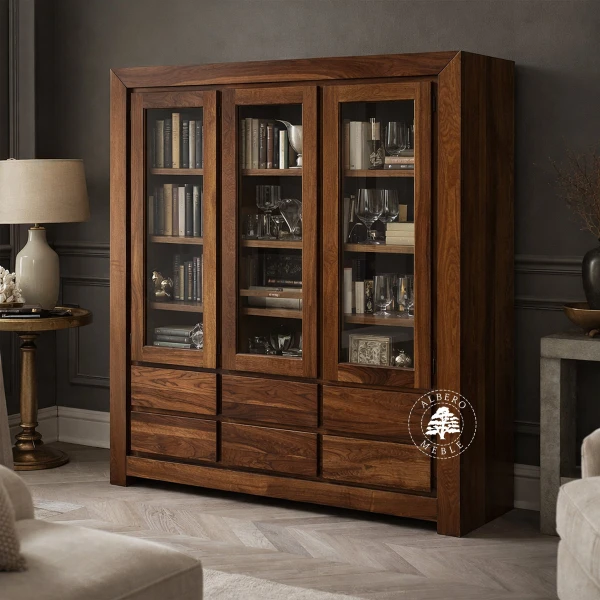 Nowoczesna Drewniana Witryna z Szufladami