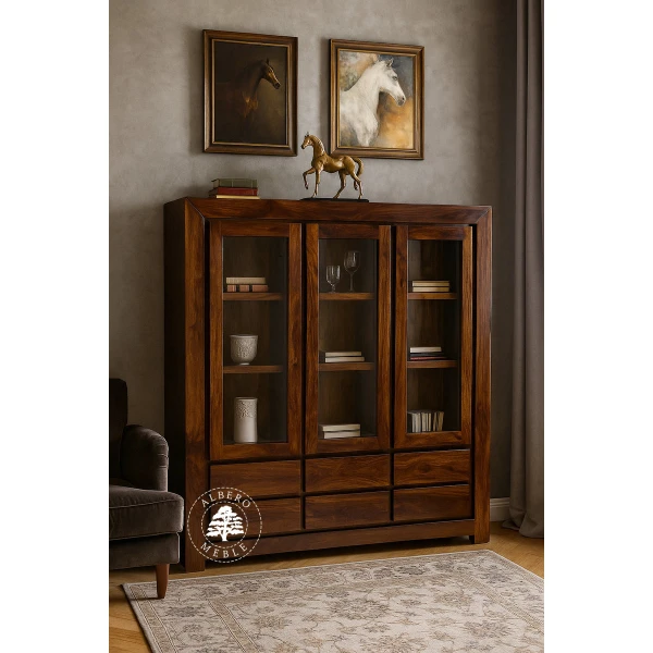 Nowoczesna Drewniana Witryna na Wymiar z Szufladami