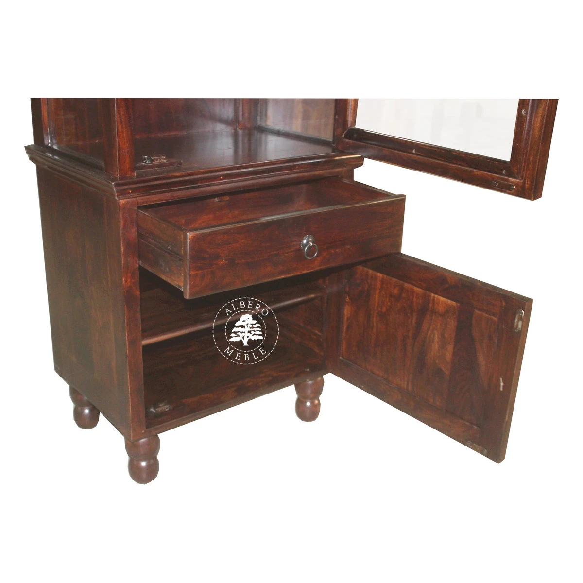 Witryna Drewniana Ręcznie Rzeźbiona na Nóżkach