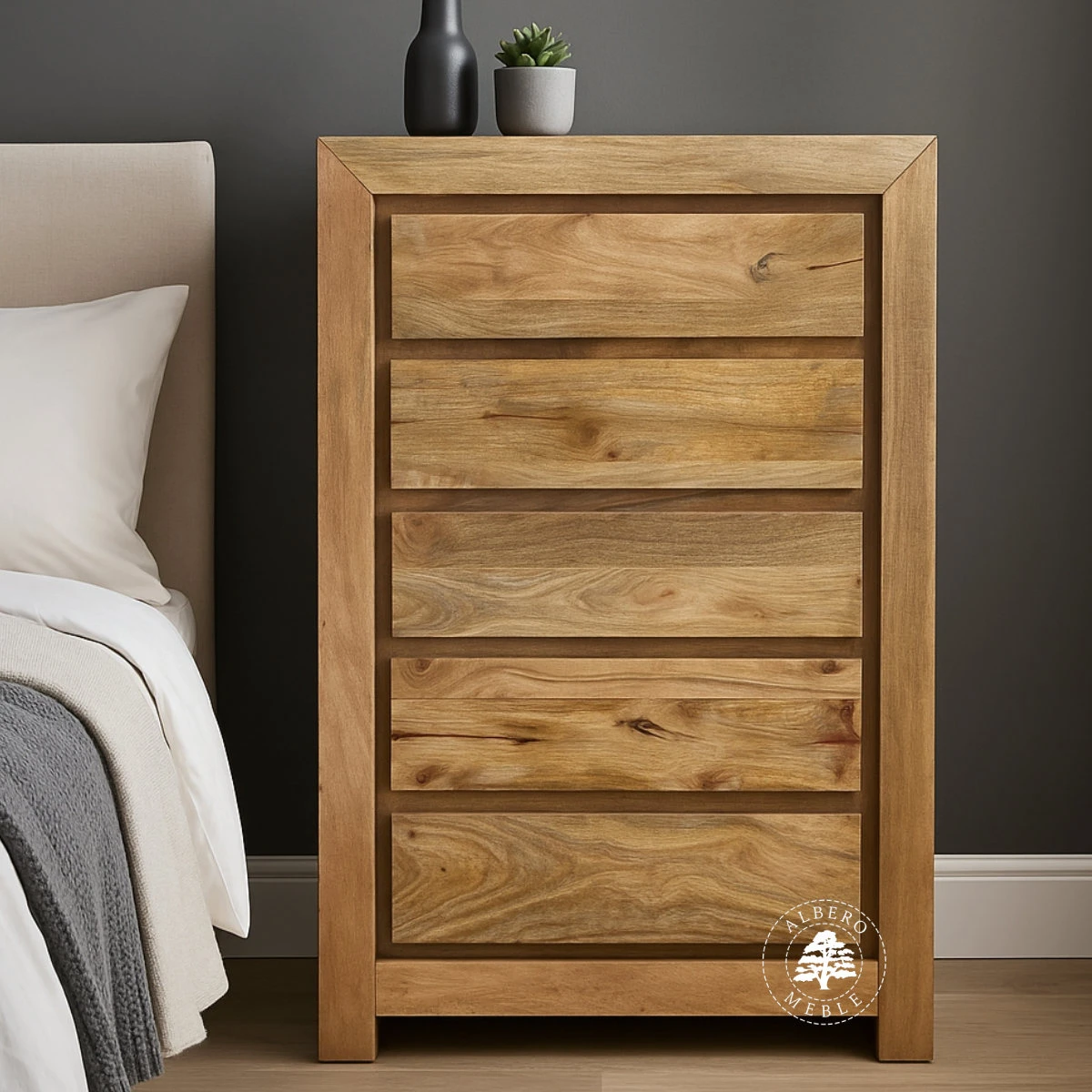 Nowoczesna Komoda z szufladami z drewna mango