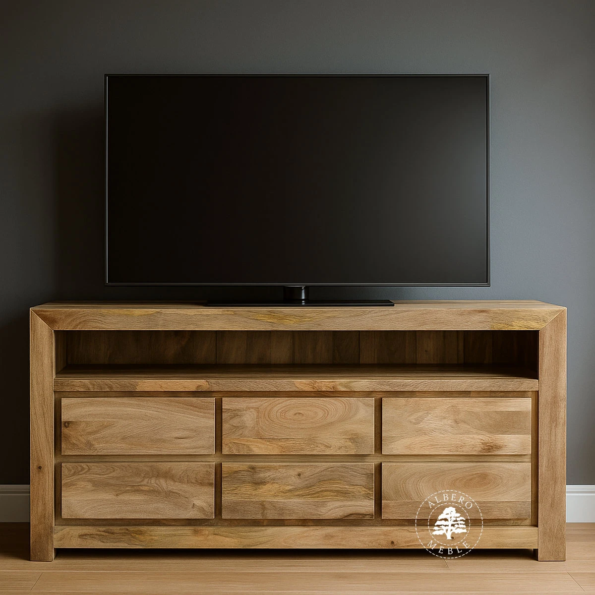 Komoda RTV z drewna mangowca