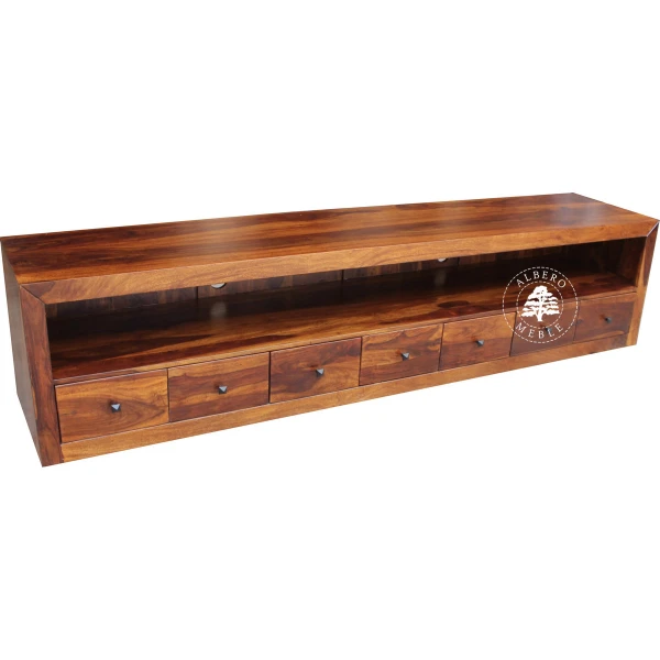 Długa komoda drewniana RTV z szufladami wykonana na wymiar