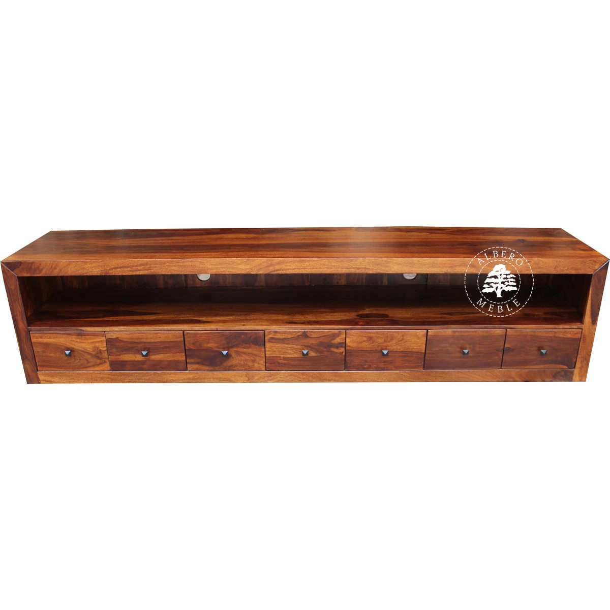 Długa komoda drewniana RTV z szufladami wykonana na wymiar