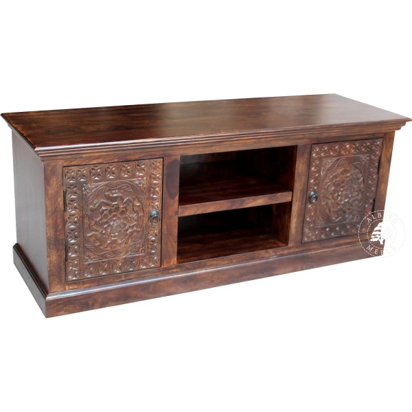 Komoda drewniana na RTV ręcznie rzeźbiona