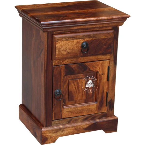 Klasyczna szafka nocna z litego drewna palisandrowego