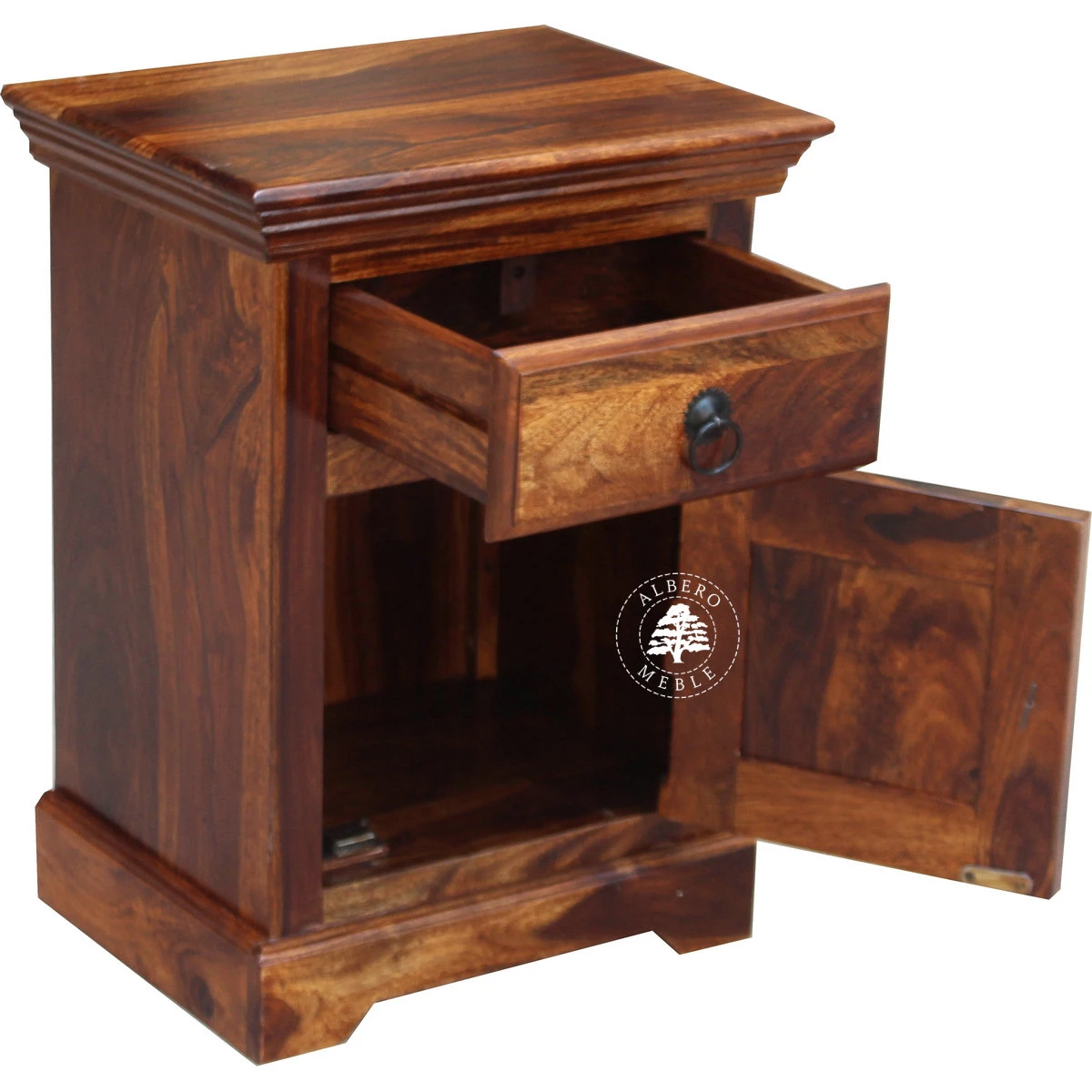 Klasyczna szafka nocna z litego drewna palisandrowego