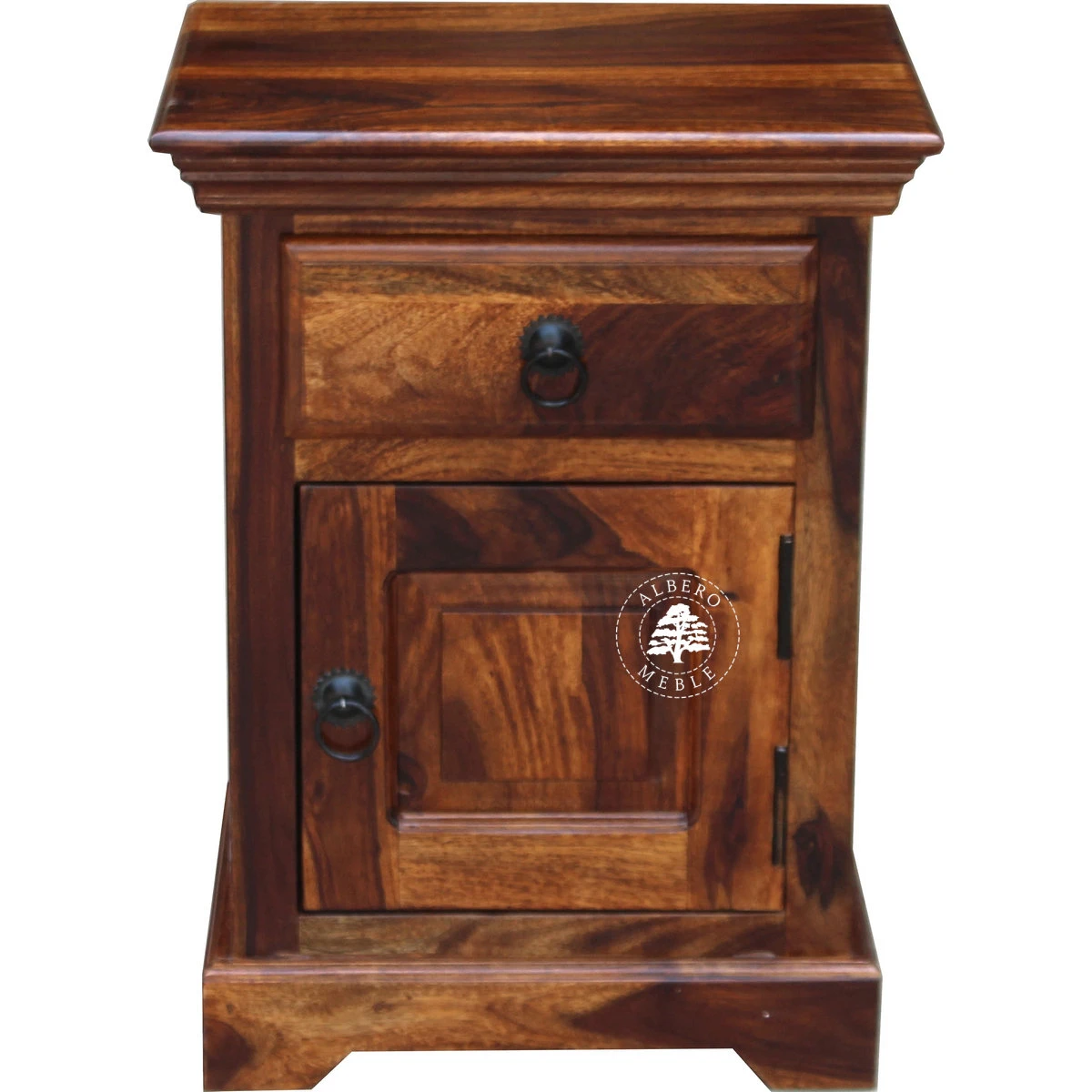 Klasyczna szafka nocna z litego drewna palisandrowego