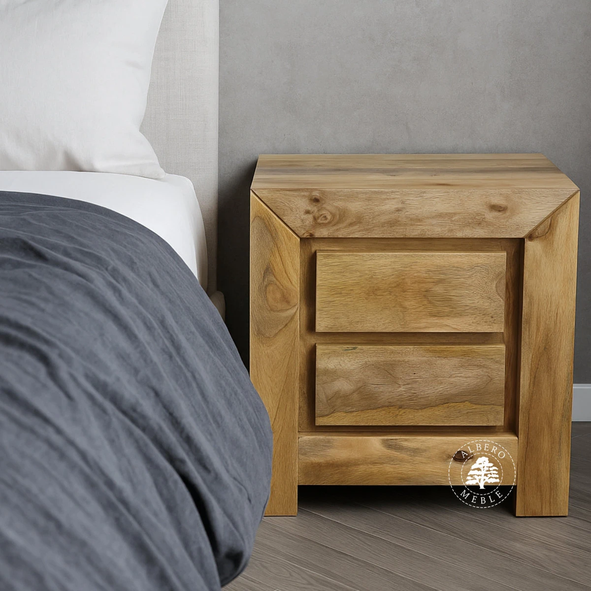 Szafka nocna z drewna mangowca