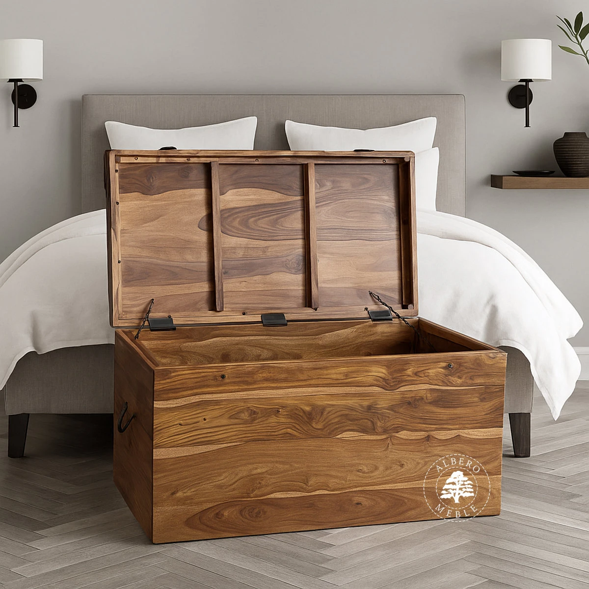 Nowoczesna skrzynia z litego drewna