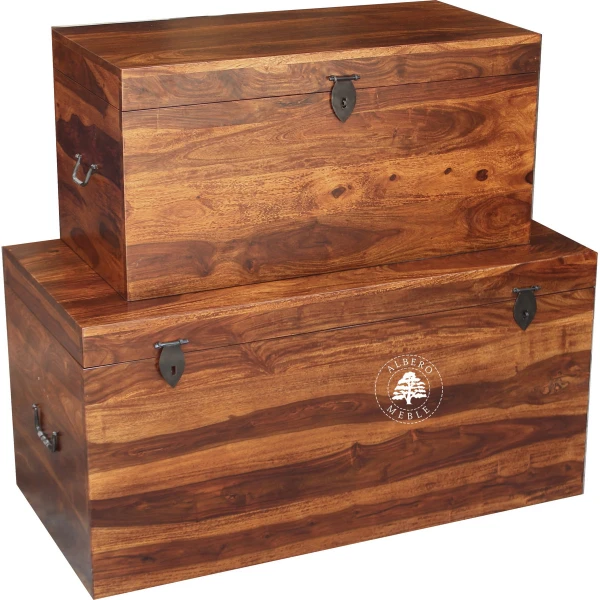 Nowoczesna skrzynia z litego drewna