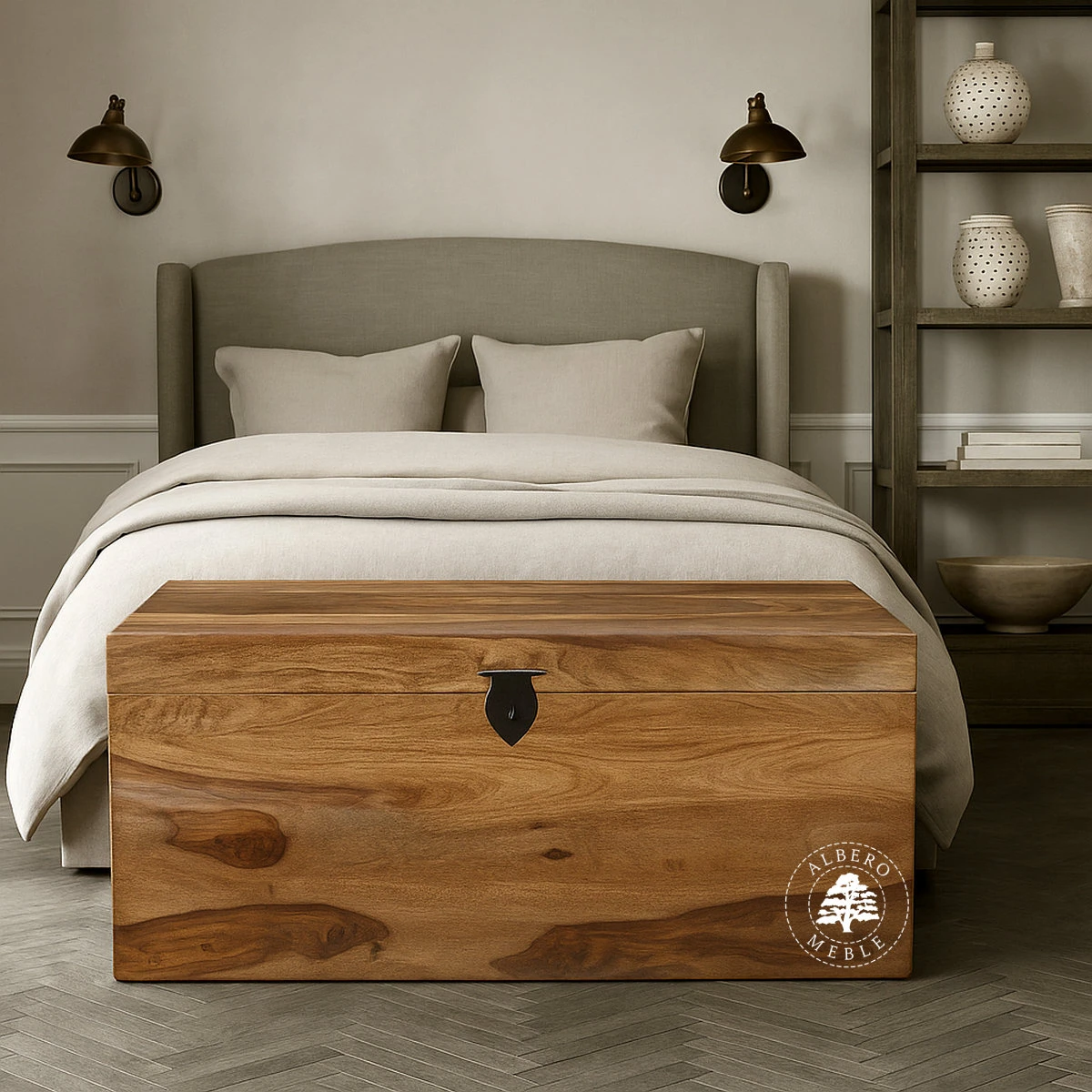 Nowoczesna skrzynia z litego drewna