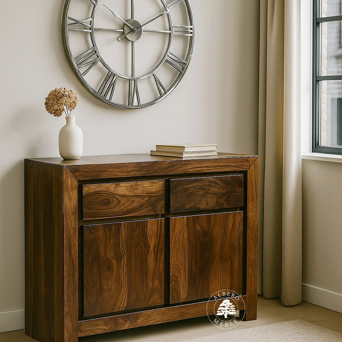 Mała nowoczesna komoda drewniana z szafką