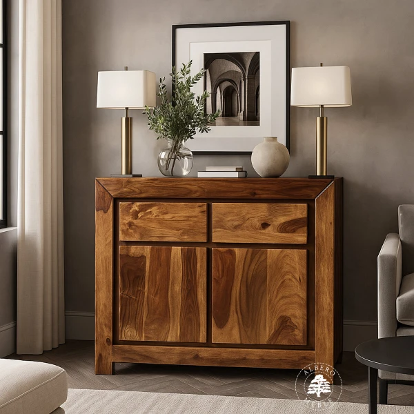 Mała nowoczesna komoda drewniana z szafką