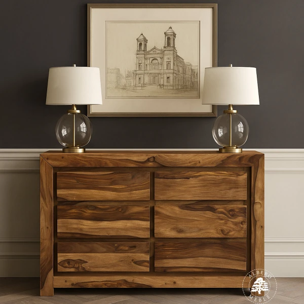 Nowoczesna komoda drewniana Goa z sześcioma szufladami