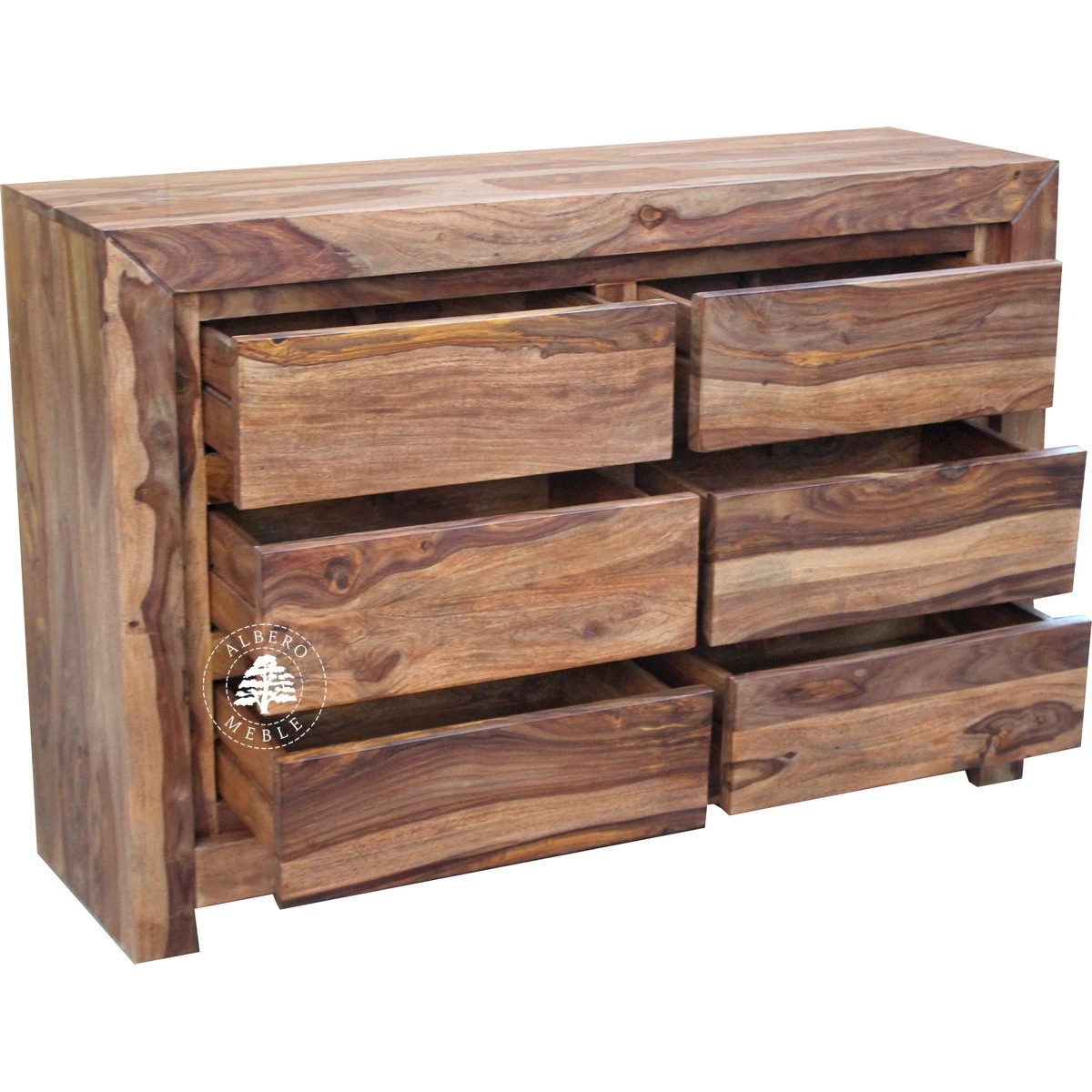 Nowoczesna komoda drewniana Goa z sześcioma szufladami