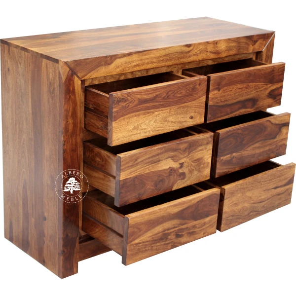 Nowoczesna komoda drewniana Goa z sześcioma szufladami