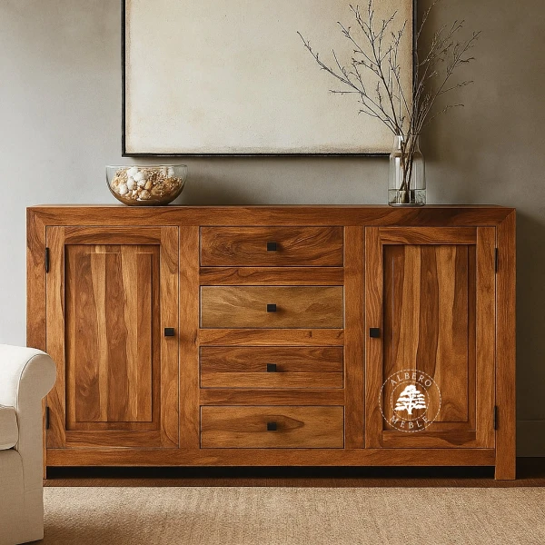 Komoda drewniana Cube metalowymi uchwytami