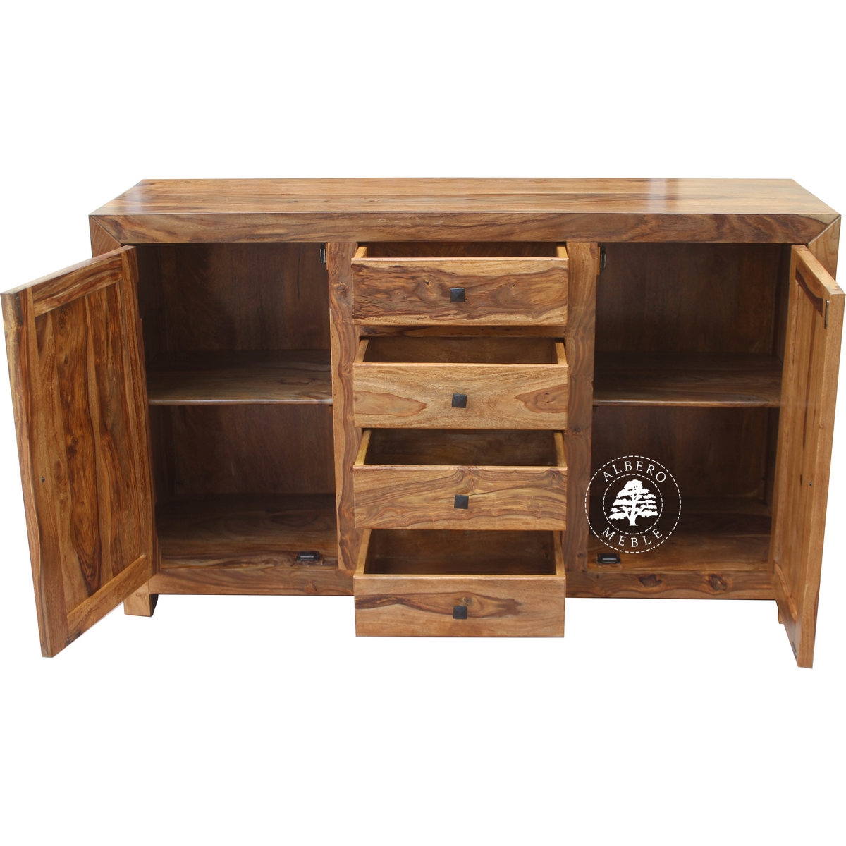 Komoda drewniana Cube metalowymi uchwytami