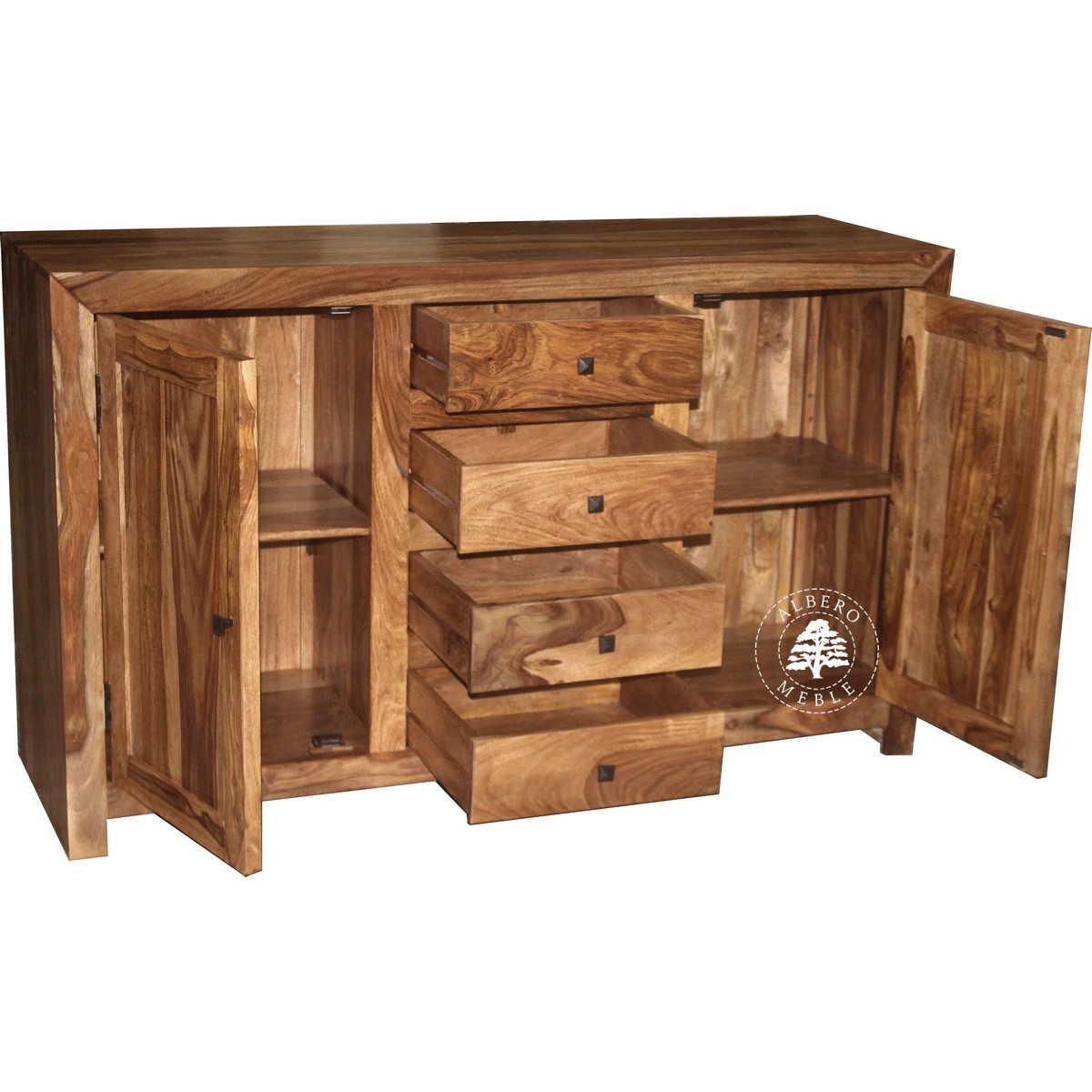 Komoda drewniana Cube metalowymi uchwytami