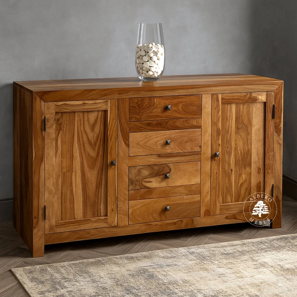 Komoda drewniana Cube metalowymi uchwytami