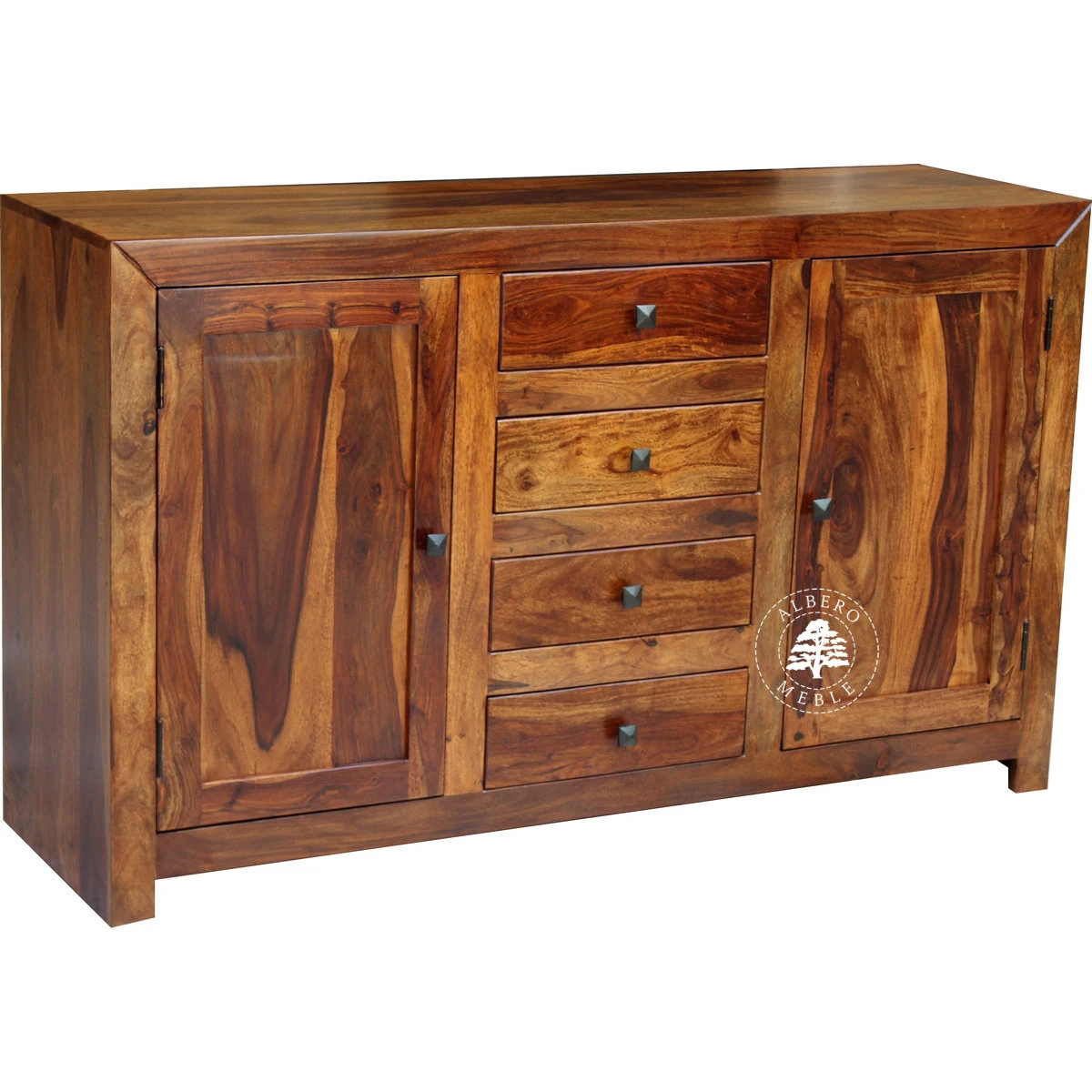 Komoda drewniana Cube metalowymi uchwytami