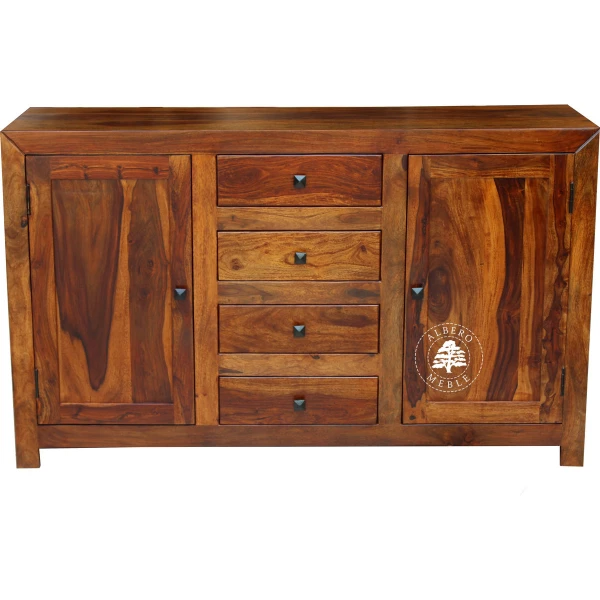 Komoda drewniana Cube metalowymi uchwytami