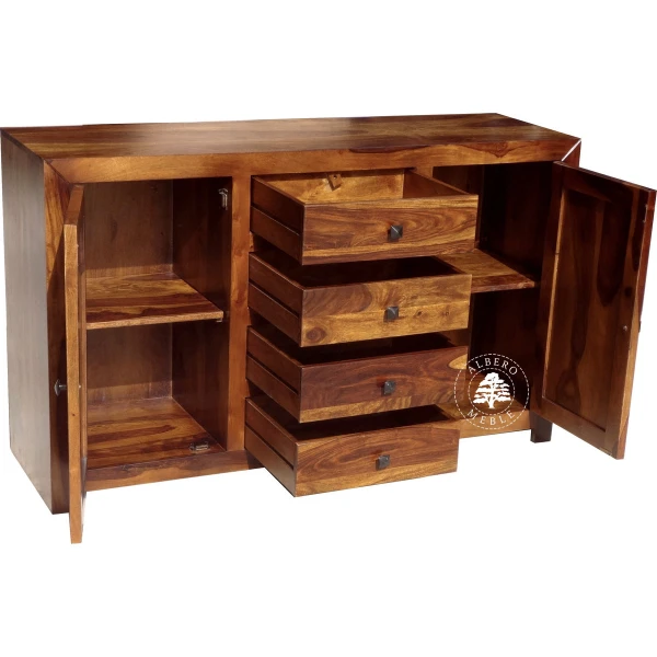 Komoda drewniana Cube metalowymi uchwytami