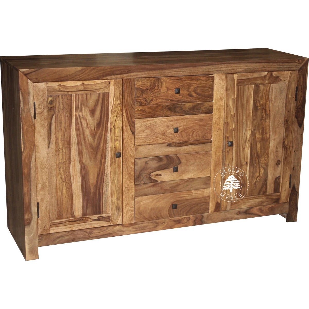 Komoda drewniana Cube metalowymi uchwytami