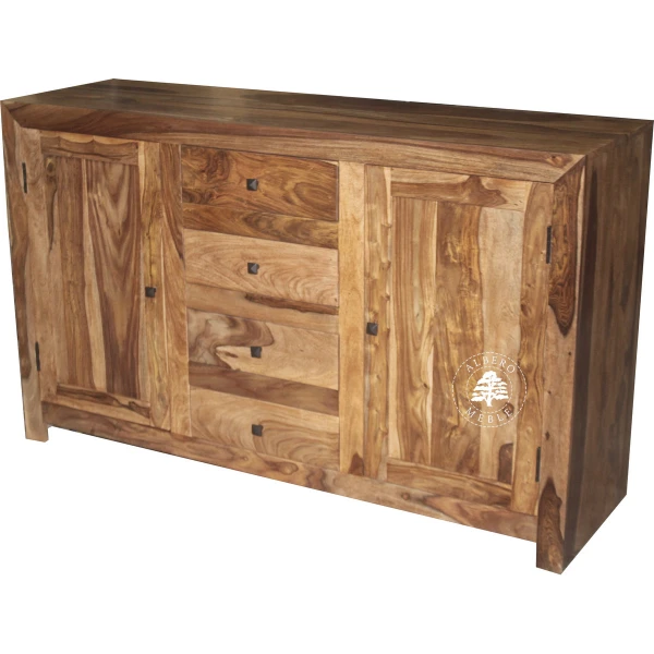 Komoda drewniana Cube metalowymi uchwytami