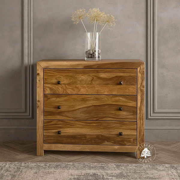 Komoda drewniana modern cube  z trzema pojemnym szufladami