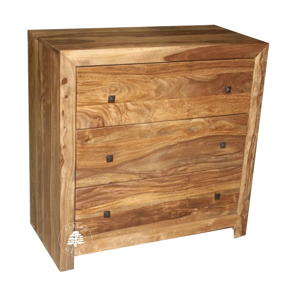 Komoda drewniana modern cube  z trzema pojemnym szufladami