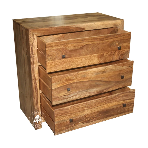 Komoda drewniana modern cube  z trzema pojemnym szufladami