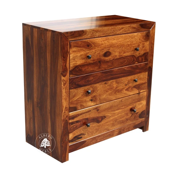 Komoda drewniana modern cube  z trzema pojemnym szufladami